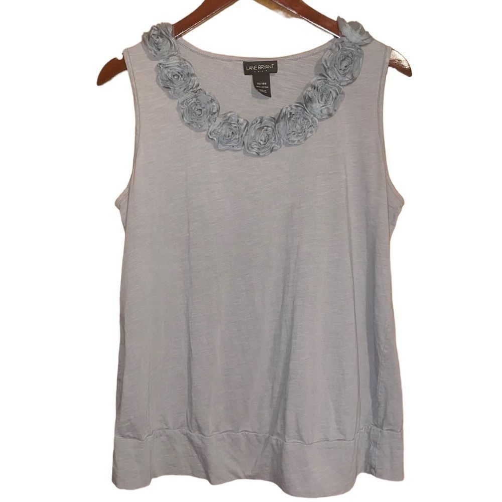 Lane Bryant Gray Tank Top with Floral Detail